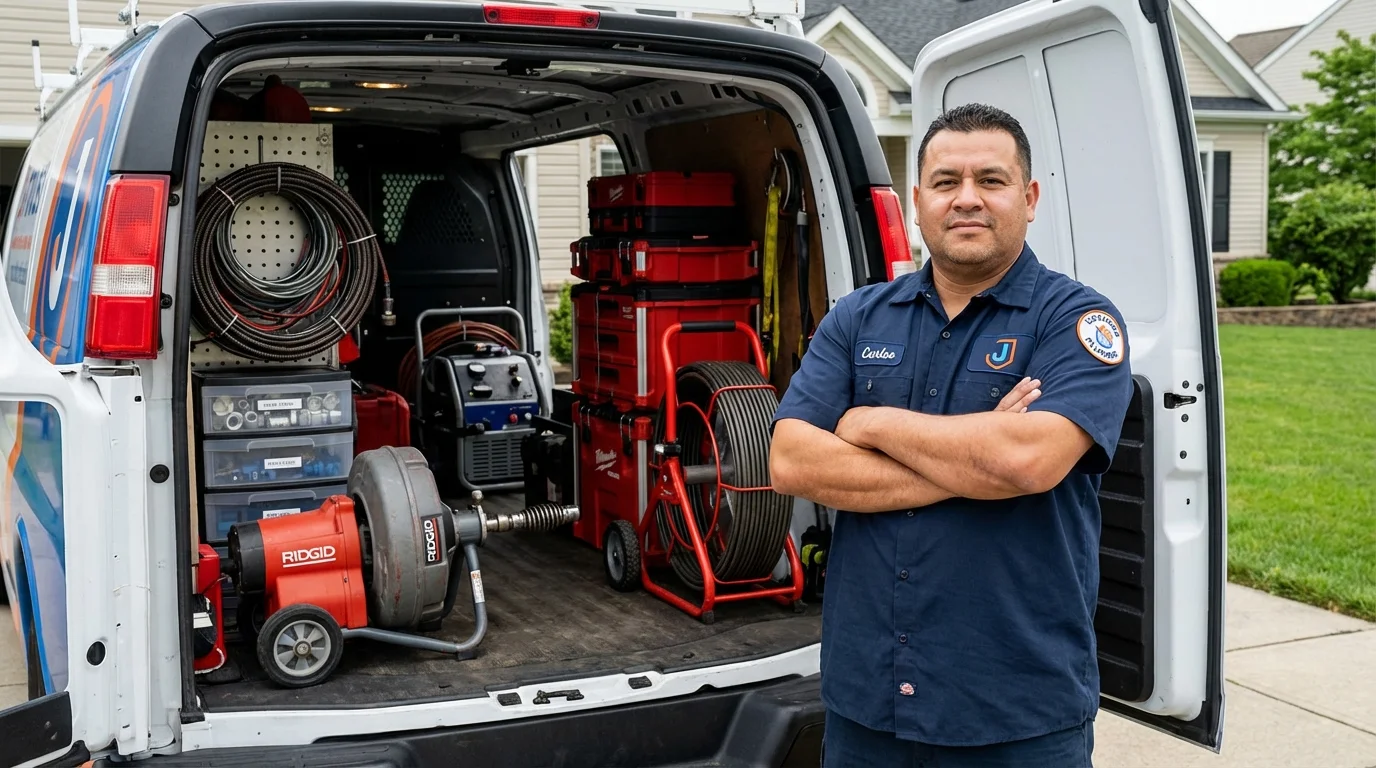 Professional drain cleaning equipment and Johns Plumbing LLC plumber in Sheboygan