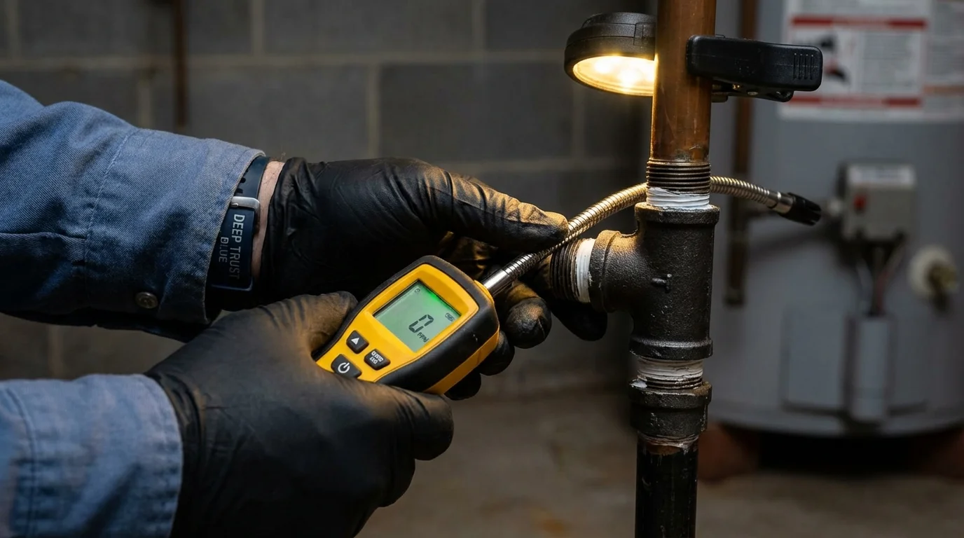 Gas leak detection with electronic sniffer by Johns Plumbing LLC in Sheboygan
