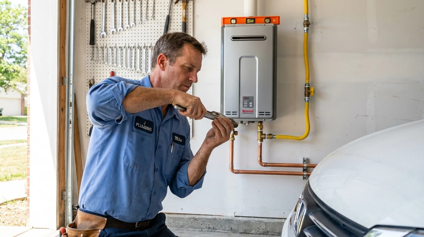 Tankless water heater installation by a Johns Plumbing LLC plumber in Sheboygan